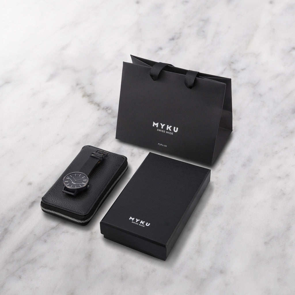MYKU Watch - Black Onyx Space Black - Packaging - slider