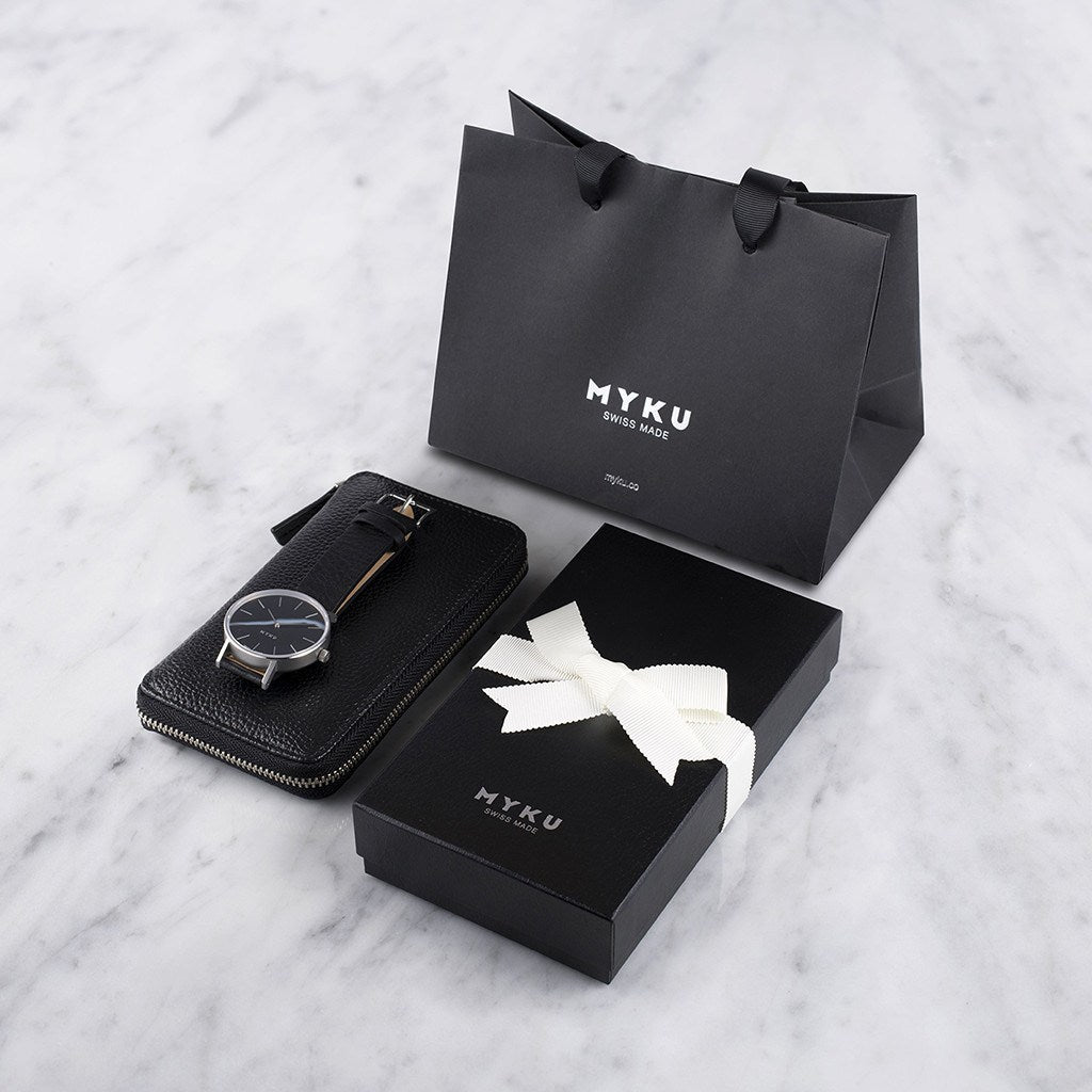 MYKU Watches - Black Onyx Stainless Steel Packaging - slider